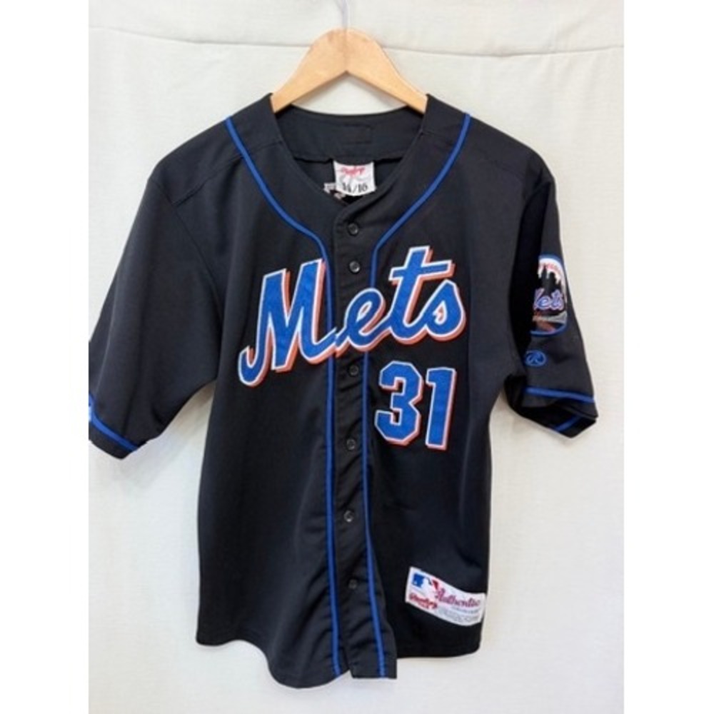 Rawlings Mike Piazza New York Mets #31 Black Jersey Youth 14/16 Women's Small